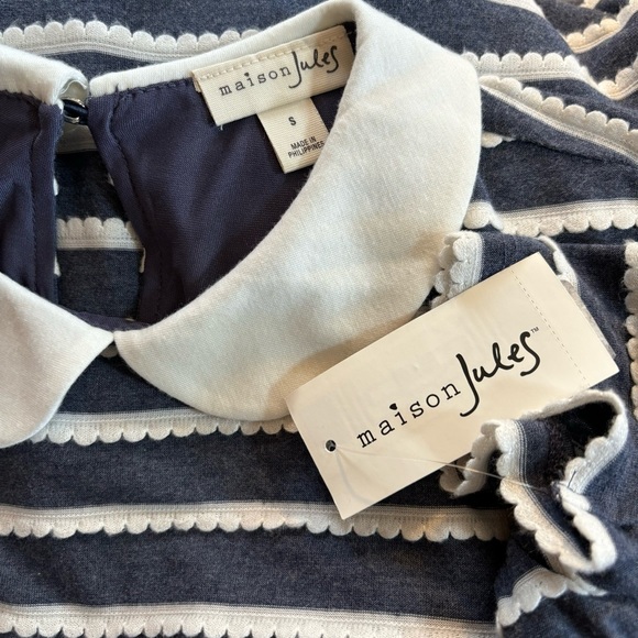 NWT Maison Jules Peter Pan Collar Striped Dress, Small - Picture 8 of 9